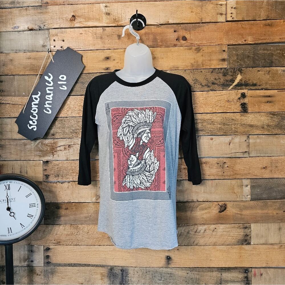 Take that women's chief head playing card baseball tee size Small